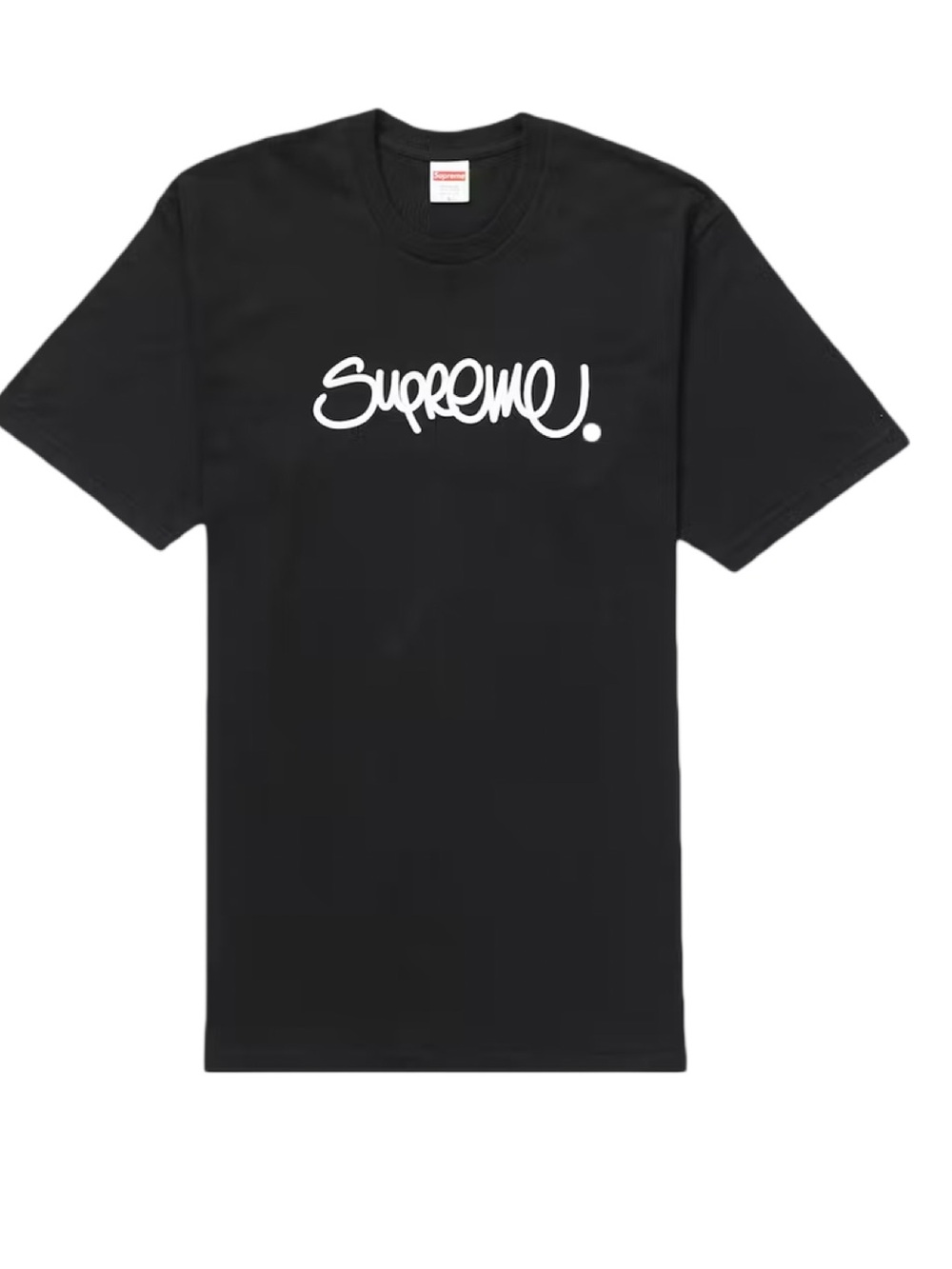 Supreme Men’s Black Hand Style T-Shirt with White Script Logo XXL